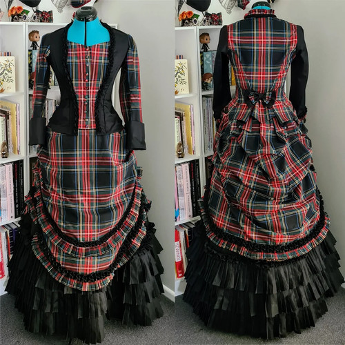 1870s victorian tartan bustle - 1870s,